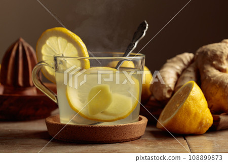 Ginger tea with lemon. Ginger tea with lemon. 108899873