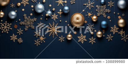 Christmas white background with christmas balls and decoration - 3d rendering Christmas white background with christmas balls and decoration - 3d rendering 108899980