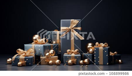 Christmas white background with christmas balls and decoration - 3d rendering Christmas white background with christmas balls and decoration - 3d rendering 108899986