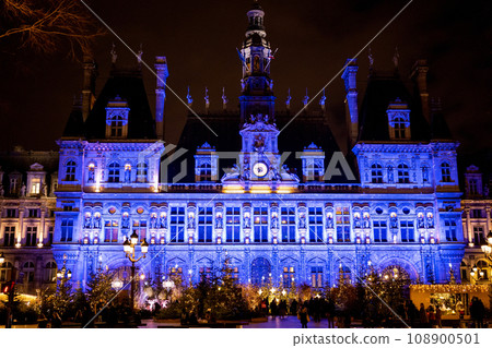 Illumination of Paris City Hall (Paris, France) 108900501
