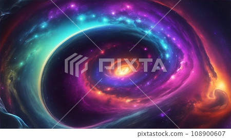 具有空間、星系和大爆炸主題的彩色背景材料 108900607