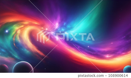 具有空間、星系和大爆炸主題的彩色背景材料 108900614