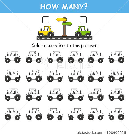 Game for preschool children. Orientation in space. Left and right. Transport. Tractor Game for preschool children. Orientation in space. Left and right. Transport. Tractor 108900626