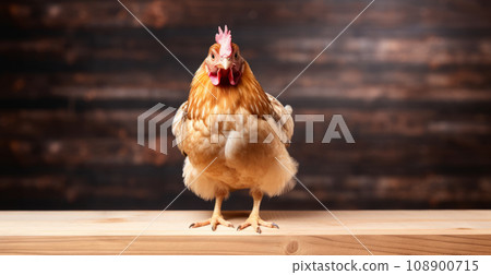 Beautiful Brown hen isolated on dark background. Beautiful Brown hen isolated on dark background. 108900715