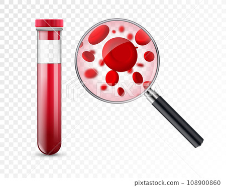 Hematology concept with red blood cell tube laboratory analysis flat examine. Hematology blood red 108900860