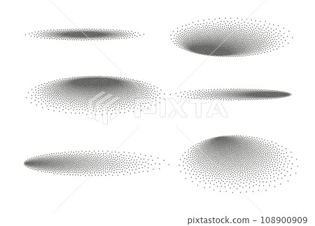 Stipple gradient oval shadow circle. Shadow effect texture ball dot background design frame. 108900909