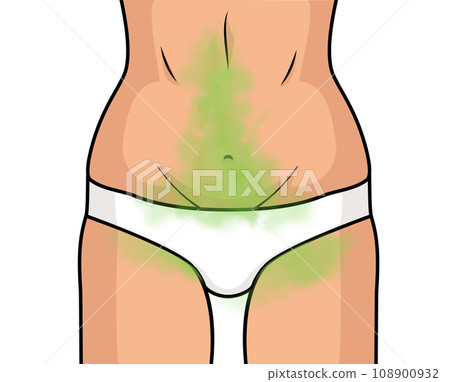 Woman vagina odor smell banner background. Medical care woman disease symbol stink 108900932
