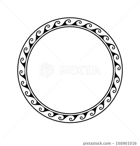 Greek circle pattern border. Vector round greek frame ornament ancient circular design background Greek circle pattern border. Vector round greek frame ornament ancient circular design background 108901016