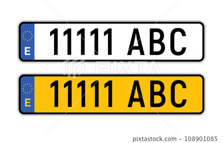 Spain car license plate isolated country drive symbol. Transportation Spain European vehicle number. 108901085