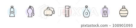 Perfume bottle line icon vector fragrance linear spray art cosmetic flat icon. Perfume illustration Perfume bottle line icon vector fragrance linear spray art cosmetic flat icon. Perfume illustration 108901093