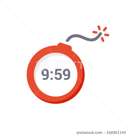 Bomb clock digital timer vector icon. Bomb explosion cartoon countdown illustration logo 3d icon. 108901145