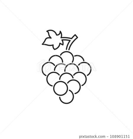 Grape vector isolated line icon. Grape leaf wine black illustration graphic pictogram simple line Grape vector isolated line icon. Grape leaf wine black illustration graphic pictogram simple line 108901151