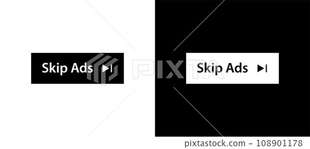 Skip ads button icon. Stop video ad logo symbol background. Online ad marketing stop sign. Skip ads button icon. Stop video ad logo symbol background. Online ad marketing stop sign. 108901178