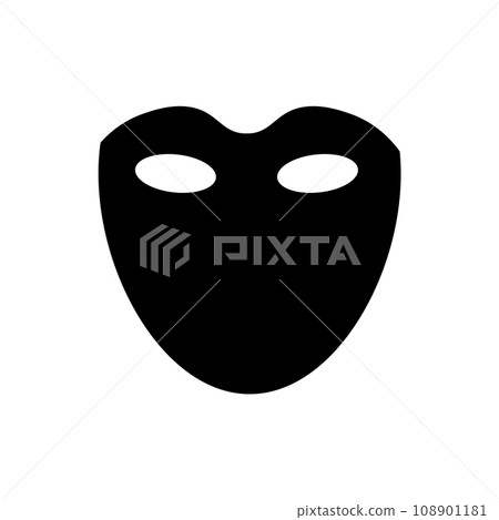 Superhero mask vector black icon. Silhouette hero cartoon character comic face. Flat black superhero 108901181