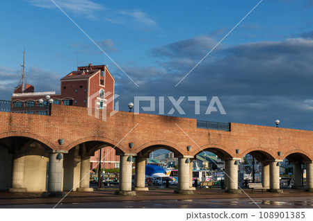 brick bridge and antique buildings at Shimizu port, Shizuoka, Japan brick bridge and antique buildings at Shimizu port, Shizuoka, Japan 108901385