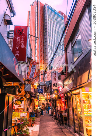 十一月的日本東京城市景觀。三軒茶屋車站旁的酒吧區「三茶第三大道」(三軒茶屋三角區)的景色。 十一月的日本東京城市景觀。三軒茶屋車站旁的酒吧區「三茶第三大道」(三軒茶屋三角區)的景色。 108902354