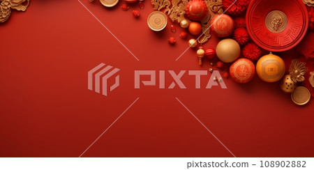 Chinese new year Abstract background, Holiday Celebration events concept, Auspicious pattern, Copy space for text, AI Generative 108902882