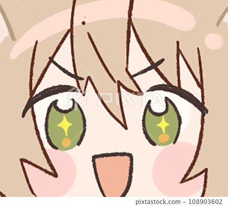 Cute stamp illustration of cat ears twin tail maid Cute stamp illustration of cat ears twin tail maid 108903602