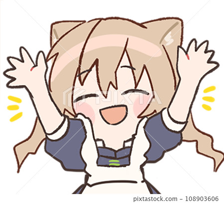 貓耳雙尾女僕的可愛郵票插圖 貓耳雙尾女僕的可愛郵票插圖 108903606