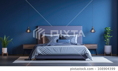 Bedroom Blue interior design for inspiration and ideas. canvas 108904399