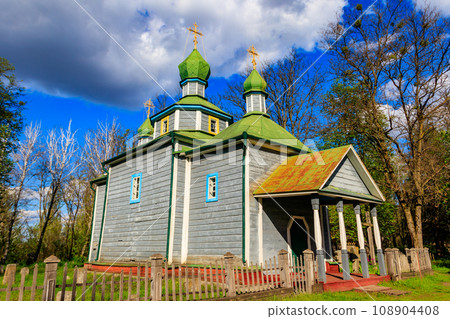 Old wooden church in Open air Museum of Folk Architecture and Folkways of Middle Naddnipryanschina in Pereyaslav, Ukraine Old wooden church in Open air Museum of Folk Architecture and Folkways of Middle Naddnipryanschina in Pereyaslav, Ukraine 108904408