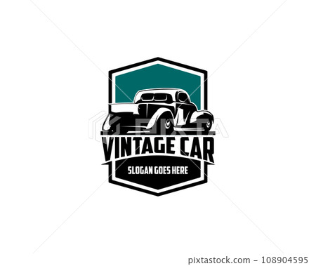 antique 1932 Ford coupe. Combined with a white background with a view from behind. best for logos, badges, emblems. 108904595