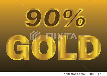 90 percentage of pure gold per other elements sign, vector illustration.  108904716
