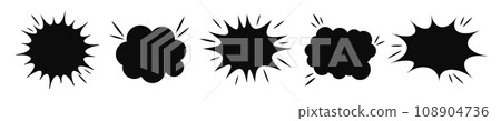 Comic explosion bang black silhouette vector effect. Slap burst boom shape. 108904736
