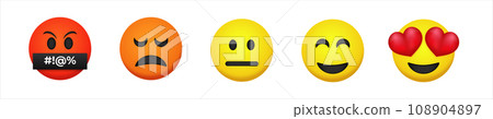 Line face feedback customer satisfaction scale. Emoji happy and sad faces rating. Line face feedback customer satisfaction scale. Emoji happy and sad faces rating. 108904897