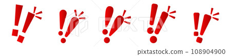 Exclamation mark. Red vector warn sign. Caution or attention icon. Exclamation mark. Red vector warn sign. Caution or attention icon. 108904900