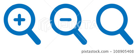 Magnifying glass icon set enlargement and reduction blue 108905408