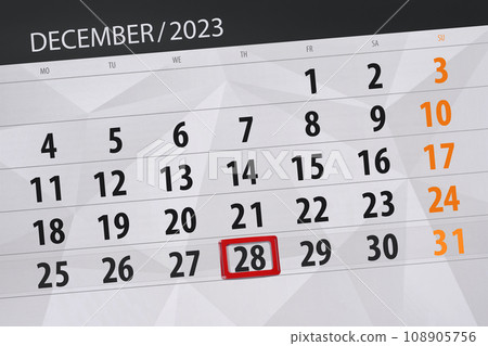 Calendar 2023, deadline, day, month, page, organizer, date, December, thursday, number 28 108905756