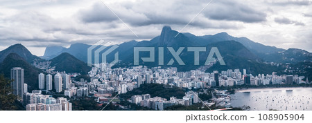 Panoramic View of Rio de Janeiro from Morro de Urca under a Stormy Sky 108905904