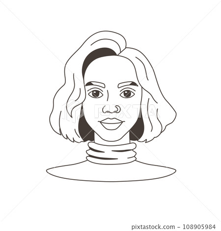 Portrait of woman in doodle hand drawn style. Avatar of girl, face, head, sketch, lines, outline for design. Simple icon isolated vector illustration. Portrait of woman in doodle hand drawn style. Avatar of girl, face, head, sketch, lines, outline for design. Simple icon isolated vector illustration. 108905984