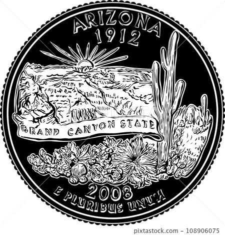 USA money Washington quarter 25 cent coin Arizona USA money Washington quarter 25 cent coin Arizona 108906075