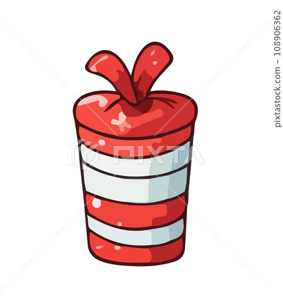 Gift vector illustration. Christmas New Year decoration box. Drawn in cartoon watercolor style isolated on a white background. Gift vector illustration. Christmas New Year decoration box. Drawn in cartoon watercolor style isolated on a white background. 108906362