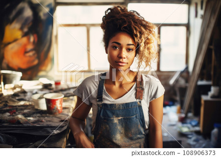 Portrait of young passionate female artist in her mid-20s 108906373