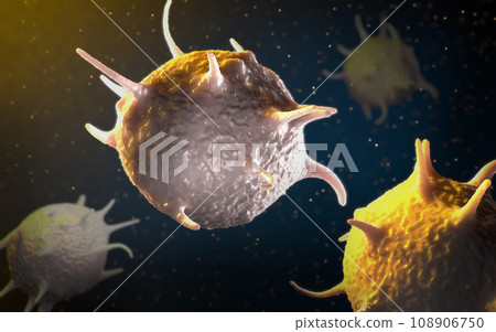 Activated platelets, also called thrombocytes responsible for the healing and closure of wounds - 3d illustration Activated platelets, also called thrombocytes responsible for the healing and closure of wounds - 3d illustration 108906750