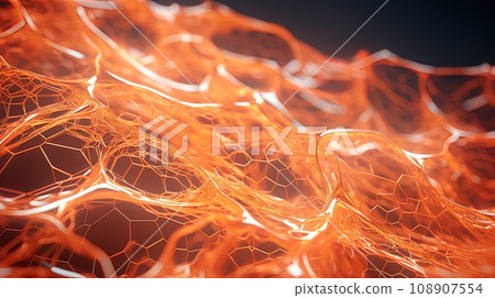 Abstract image of orange fibers similar to nerve cells. Abstract image of orange fibers similar to nerve cells. 108907554
