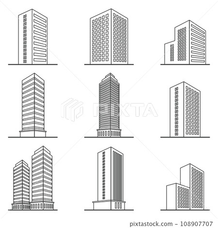 3D illustration set of various buildings 3D illustration set of various buildings 108907707