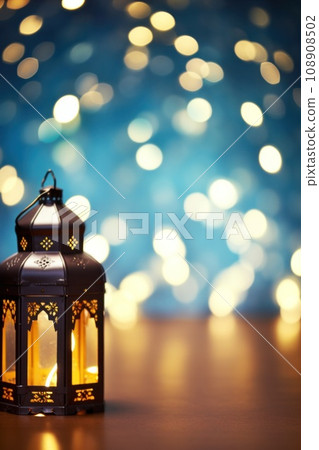 crescent on blurry background with shiny stars crescent on blurry background with shiny stars 108908502