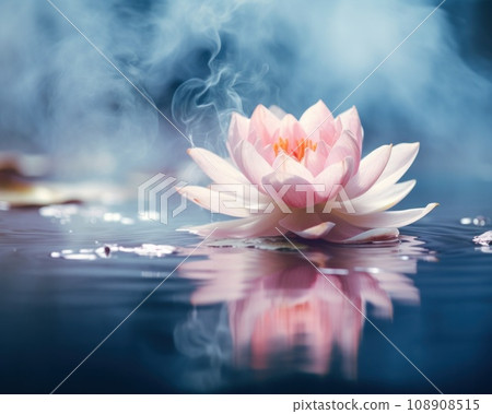 pink lotus flower floating on water on the blue background 108908515
