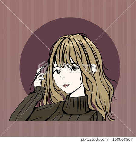 穿著高領毛衣的時尚女孩的插圖 108908807