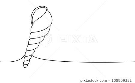 Sea shell one line continuous drawing. Tropical underwater shell continuous one line illustration. Vector minimalist linear illustration. 108909331