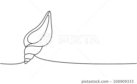 Underwater shell one line continuous drawing. Tropical underwater shell continuous one line illustration. Vector minimalist linear illustration. Underwater shell one line continuous drawing. Tropical underwater shell continuous one line illustration. Vector minimalist linear illustration. 108909333