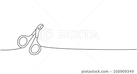 Pet nail clippers one line continuous drawing. Animals accessories, pet toy supplies continuous one line illustration. Pet nail clippers one line continuous drawing. Animals accessories, pet toy supplies continuous one line illustration. 108909349