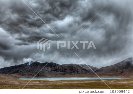 High dynamic range image of Himalayan lake Kyagar Tso, Ladakh, India 108909442
