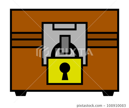 Illustration of a sturdy treasure chest where gold and silver gold and treasures are stored 108910083