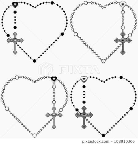 heart shaped catholic rosary 108910306
