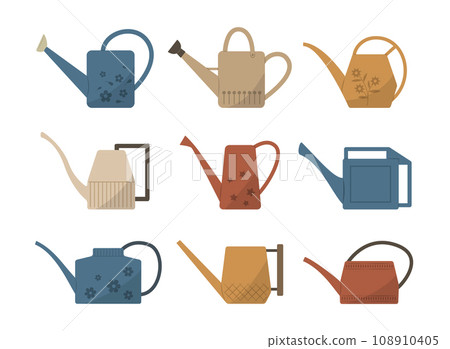 Set of Watering Cans for Gardening Tools Flat Design Element Concept Clipart Set of Watering Cans for Gardening Tools Flat Design Element Concept Clipart 108910405